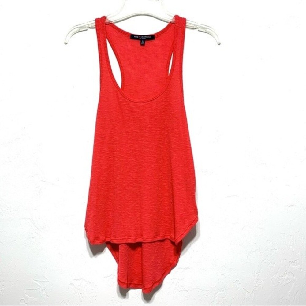 One Clothing Orange Red Racerback Ribbed Long Line Tank Top size Small